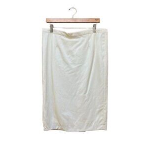 Vintage 80s White Linen Pencil Skirt XL